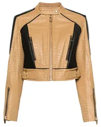 Pinko Lederjacke in Colour-Block-Optik Braun