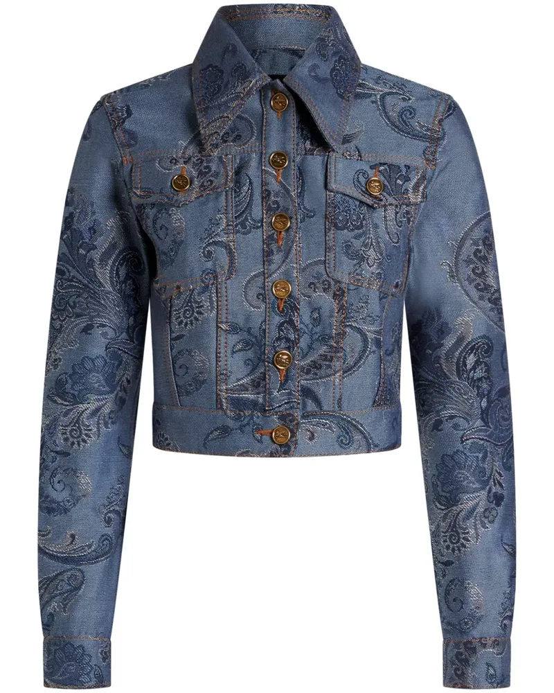 Etro Jeansjacke mit Print - Blau Blau