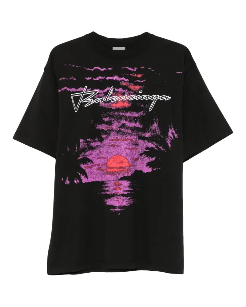 Balenciaga graphic-print distressed T-shirt - Schwarz Schwarz