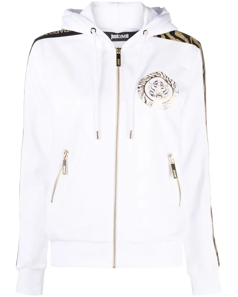 Just Cavalli Cardigan mit Logo-Print Weiß