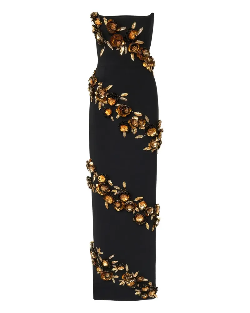 Carolina Herrera New York Abendkleid mit Applikationen - Schwarz Schwarz