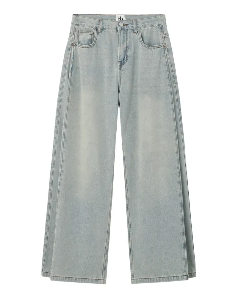b+ab Ausgeblichene Wide-Leg-Jeans - Blau Blau