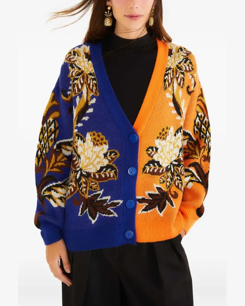 FARM Rio Geköpfter Cardigan mit Blumenprint - Blau Blau