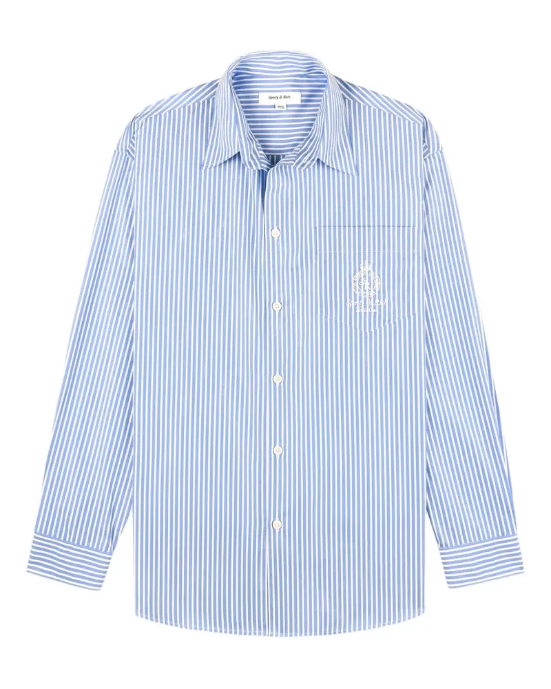 SPORTY & RICH Gestreiftes Hemd mit Stickerei - Blau Blau