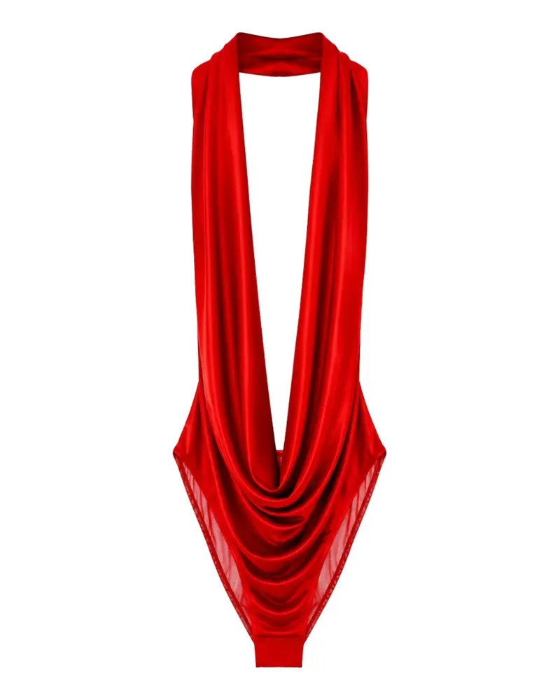 Elisabetta Franchi draped halterneck bodysuit - Rot Rot