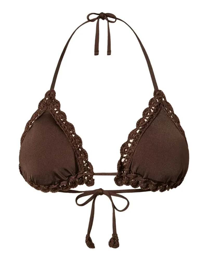Twin-Set Triangel-Bikinioberteil mit gestricktem Besatz - Braun Braun