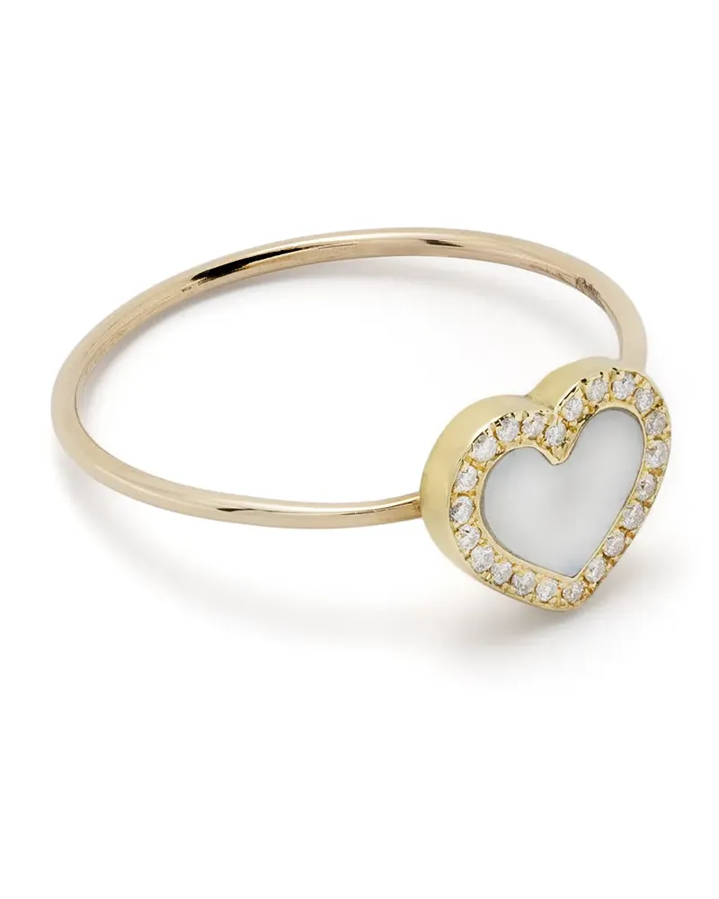 Jennifer Meyer 18kt Heart Gelbgoldring mit Diamanten Gold