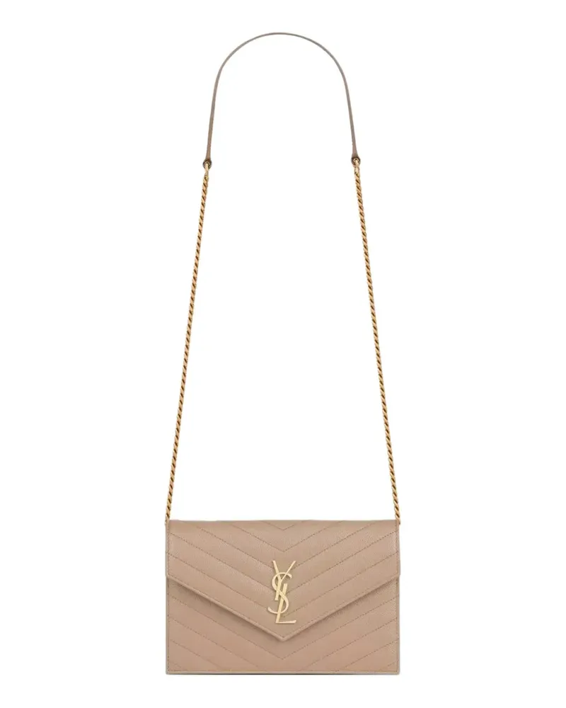Saint Laurent Cassandre grain de poudre clutch bag - Nude Nude