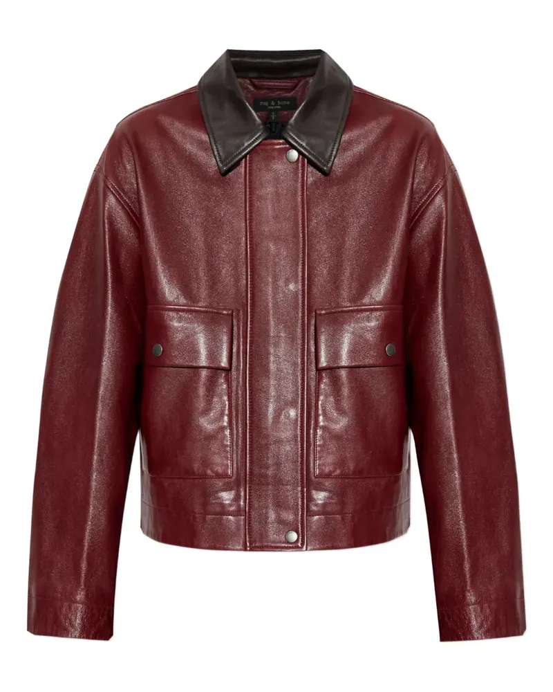 Rag & Bone Lederjacke mit Klappentasche - Rot Rot
