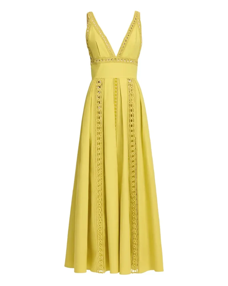 Elie Saab Midikleid mit V-Ausschnitt - Gelb Gelb