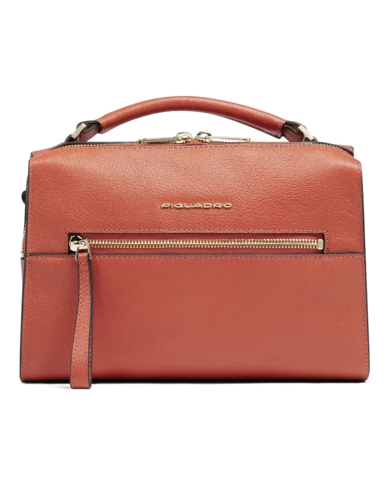 Piquadro Schultertasche aus gekörntem Leder - Orange Orange