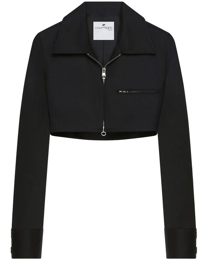 Courrèges Cropped-Jacke mit Logo-Verzierung - Schwarz Schwarz