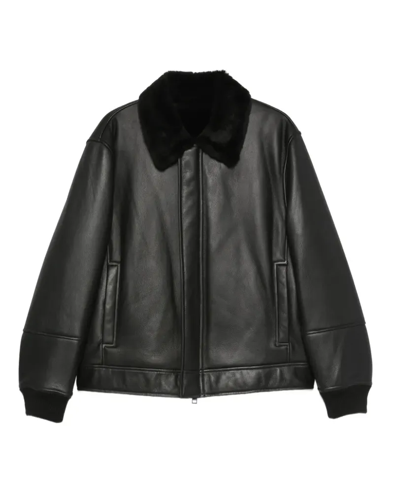Yves Salomon fur-collar leather jacket - Schwarz Schwarz
