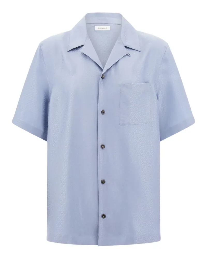 Ferragamo Kurzärmeliges Seidenhemd - Blau Blau
