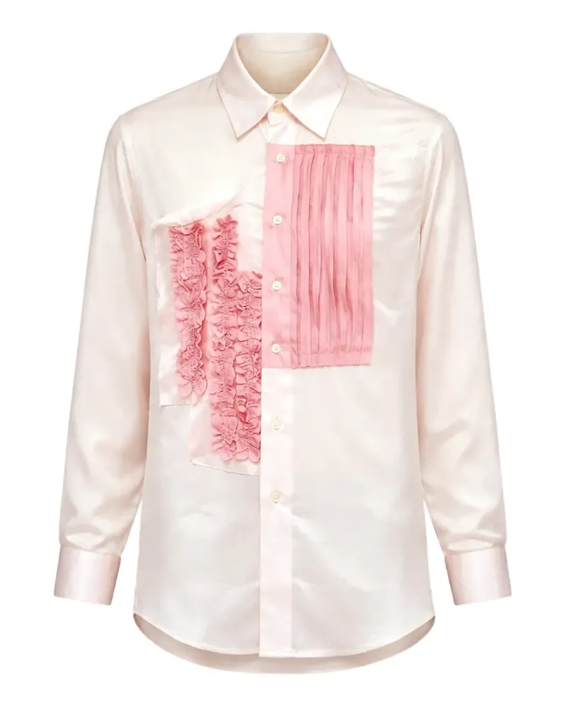 Edward Cuming ruffled pleated shirt - Nude Nude