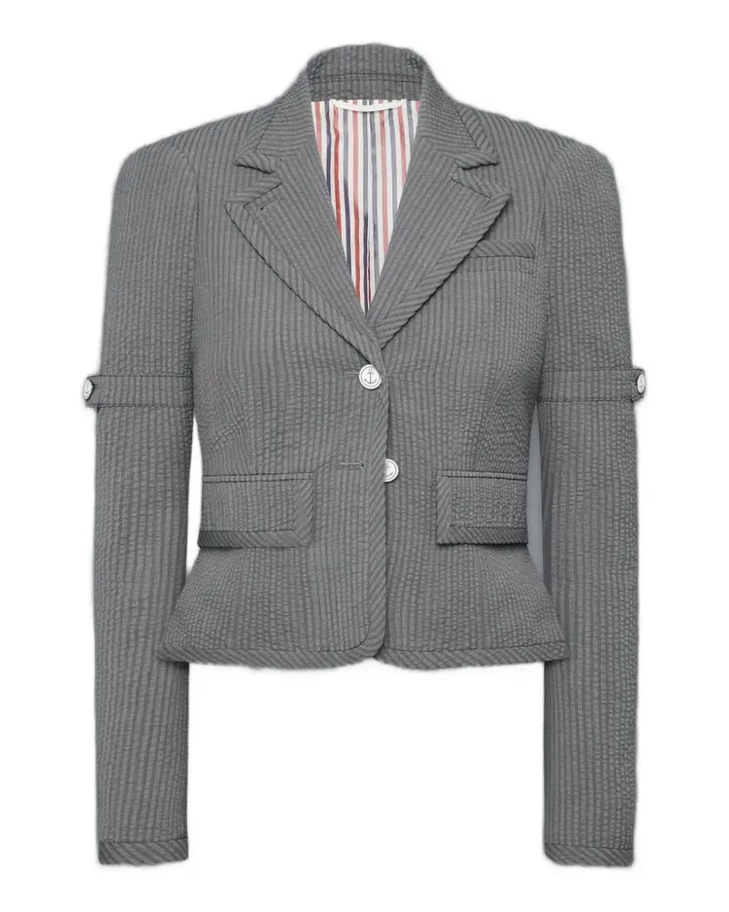 Thom Browne seersucker cropped blazer - Grau Grau