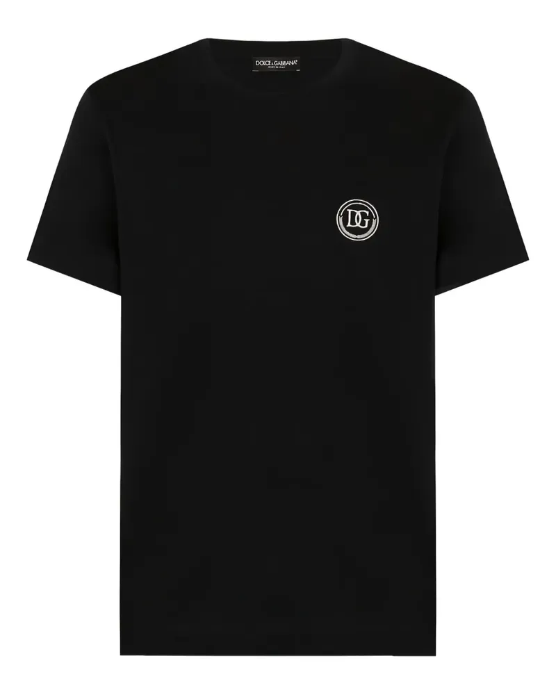 Dolce & Gabbana T-Shirt mit Logo-Stickerei - Schwarz Schwarz