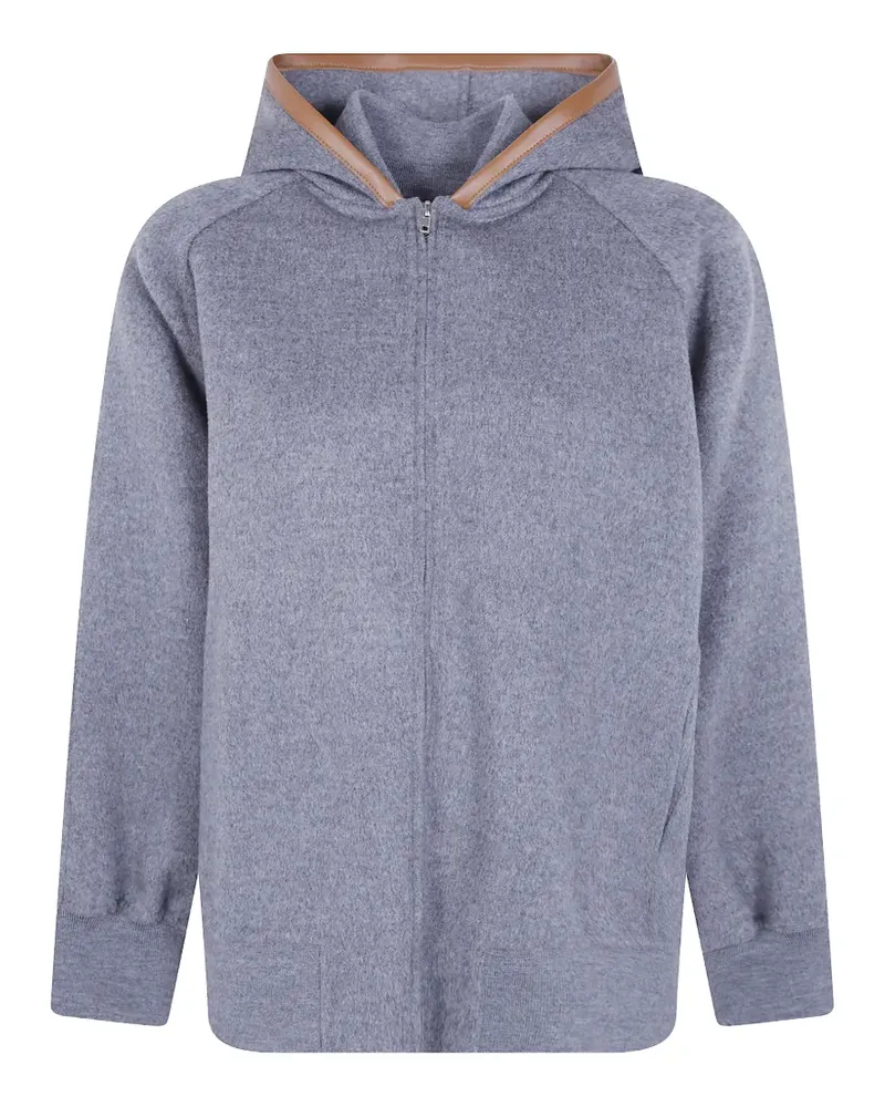 Semicouture Hoodie mit Lederbesatz - Grau Grau