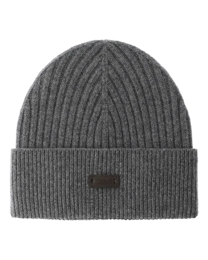 Herno Gerippte Beanie - Grau Grau