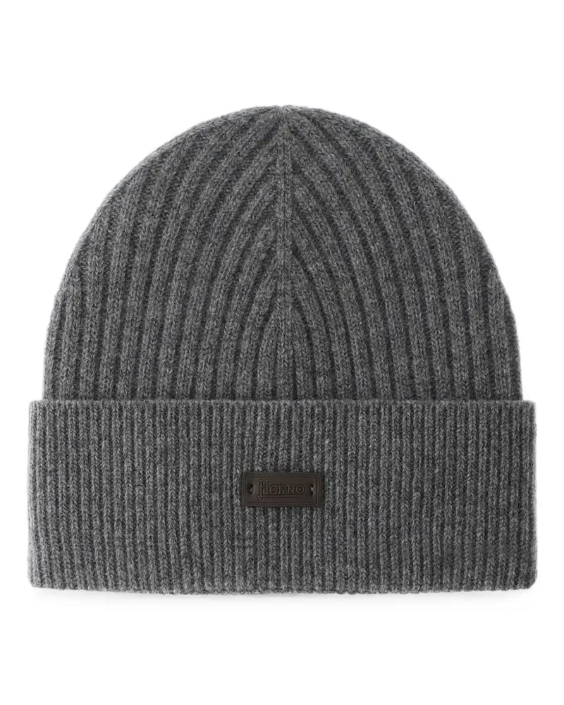 Herno Gerippte Beanie - Grau Grau