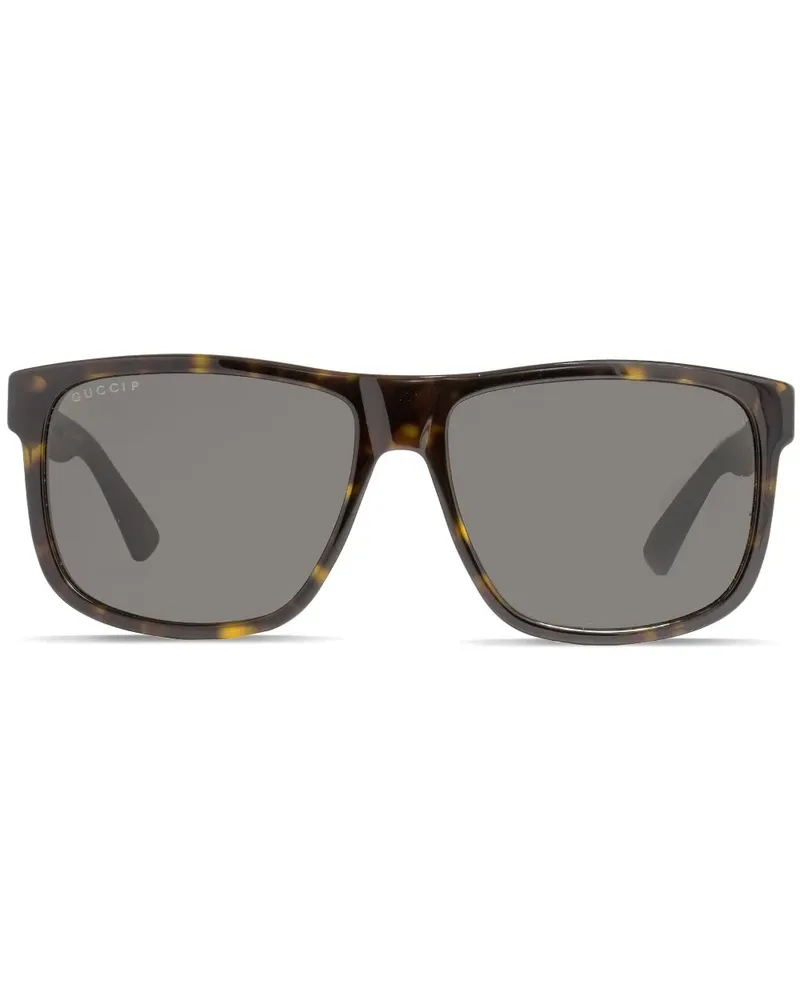 Gucci Sonnenbrille mit Webstreifen-Detail - Braun Braun