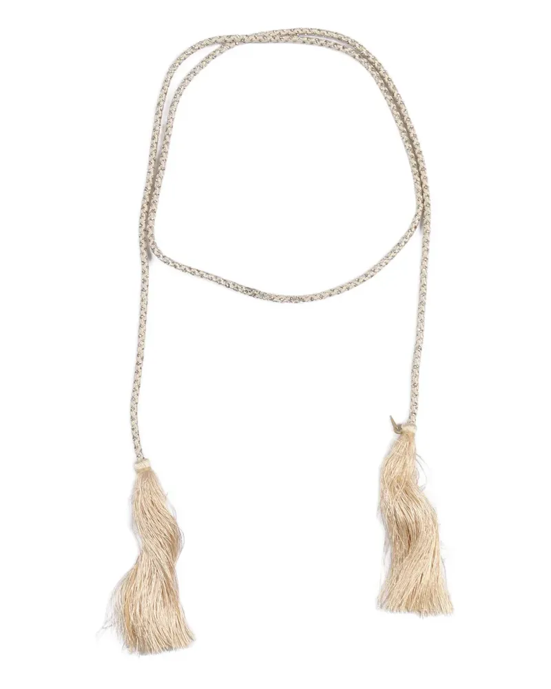 forte_forte crystal-embellished tassel-detail belt - Nude Nude