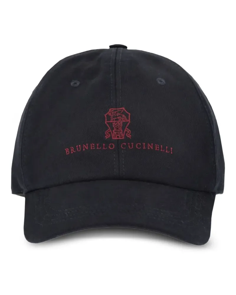 Brunello Cucinelli logo-embroidered garment-dyed baseball cap - Schwarz Schwarz