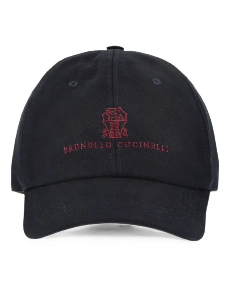 Brunello Cucinelli logo-embroidered garment-dyed baseball cap - Schwarz Schwarz