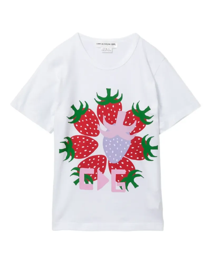 Comme des Garçons T-Shirt mit Erdbeeren-Print - Weiß Weiß