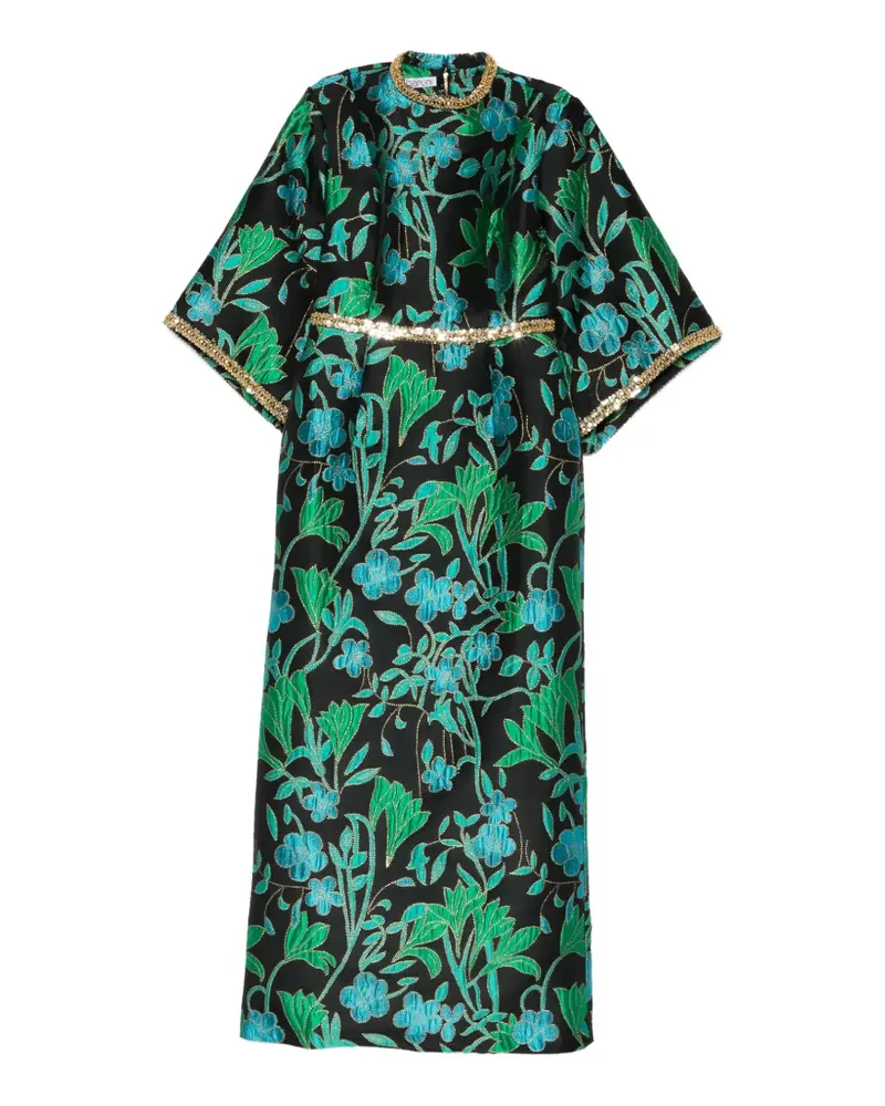 Baruni Mira floral-jacquard embellished maxi dress - Schwarz Schwarz