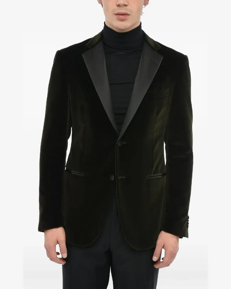 Corneliani satin-lapel single-breasted blazer - Grün Grün