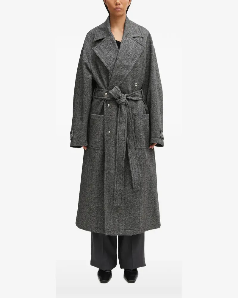 Fiorucci belted herringbone coat - Grau Grau