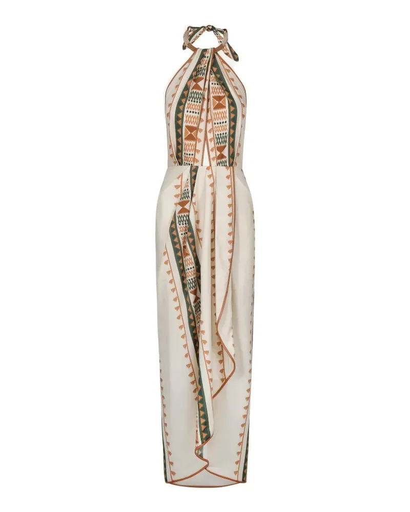 Johanna Ortiz Centro Del Cielo geometric-pattern midi dress - Nude Nude