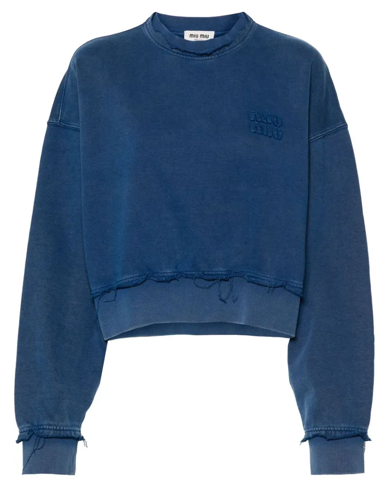 Miu Miu Sweatshirt mit Logo-Patches - Blau Blau