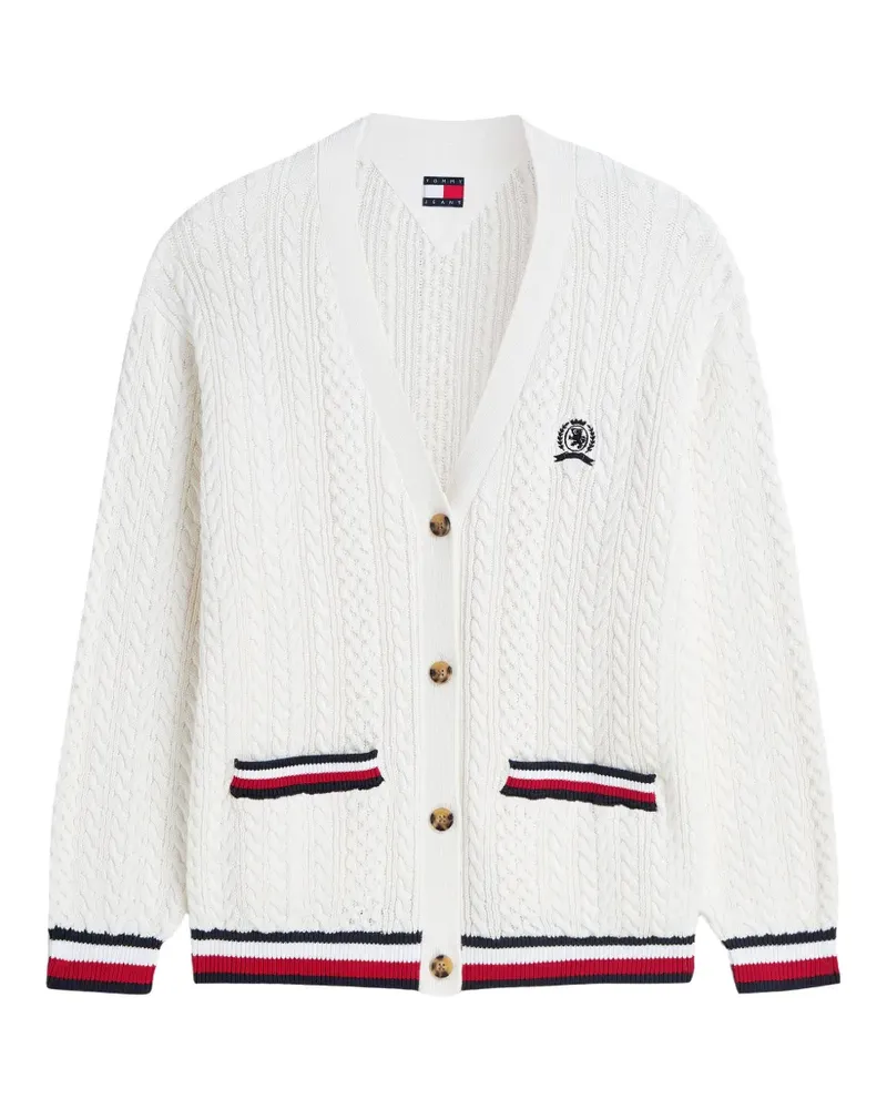 Tommy Hilfiger cable-knit embroidered cardigan - Weiß Weiß