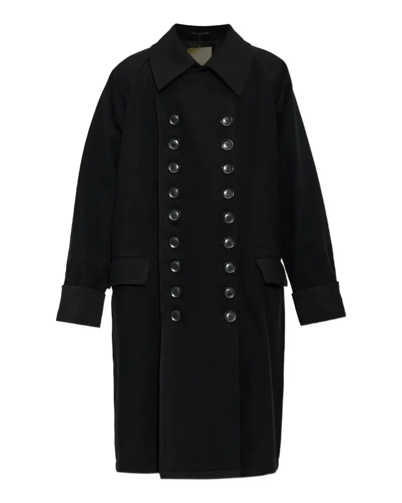 Yohji Yamamoto Doppelreihiger Mantel - Schwarz Schwarz