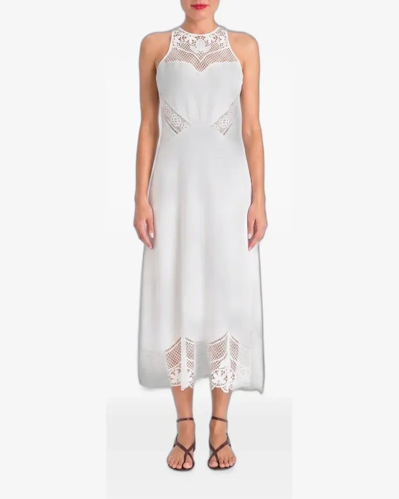 Twin-Set crochet-trim sleeveless midi dress - Weiß Weiß