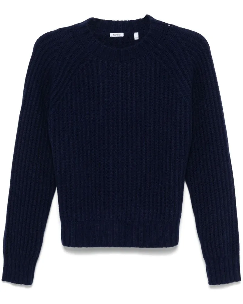 ASPESI Gerippter Strickpullover - Blau Blau
