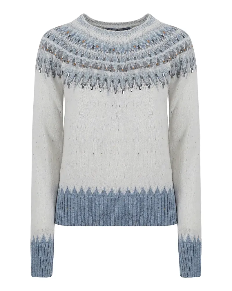 Ermanno Scervino crystal-embellished Fair Isle sweater - Weiß Weiß