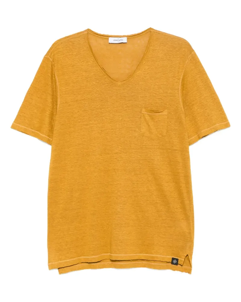 Gran Sasso T-Shirt mit V-Ausschnitt - Gelb Gelb