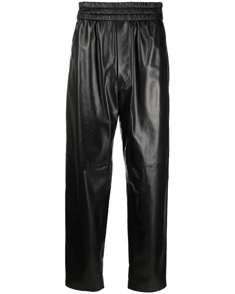 Isabel Marant Lederhose mit hohem Bund - Schwarz Schwarz