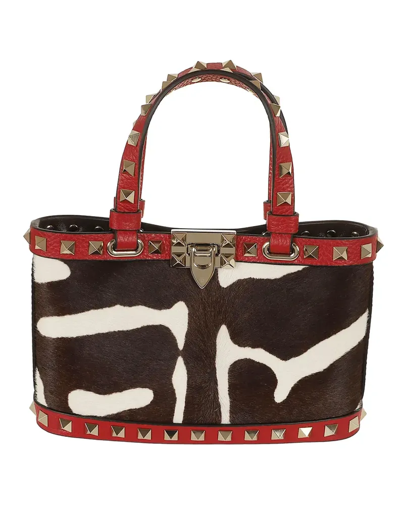 Valentino Garavani Rockstud animal-print clutch bag - Schwarz Schwarz