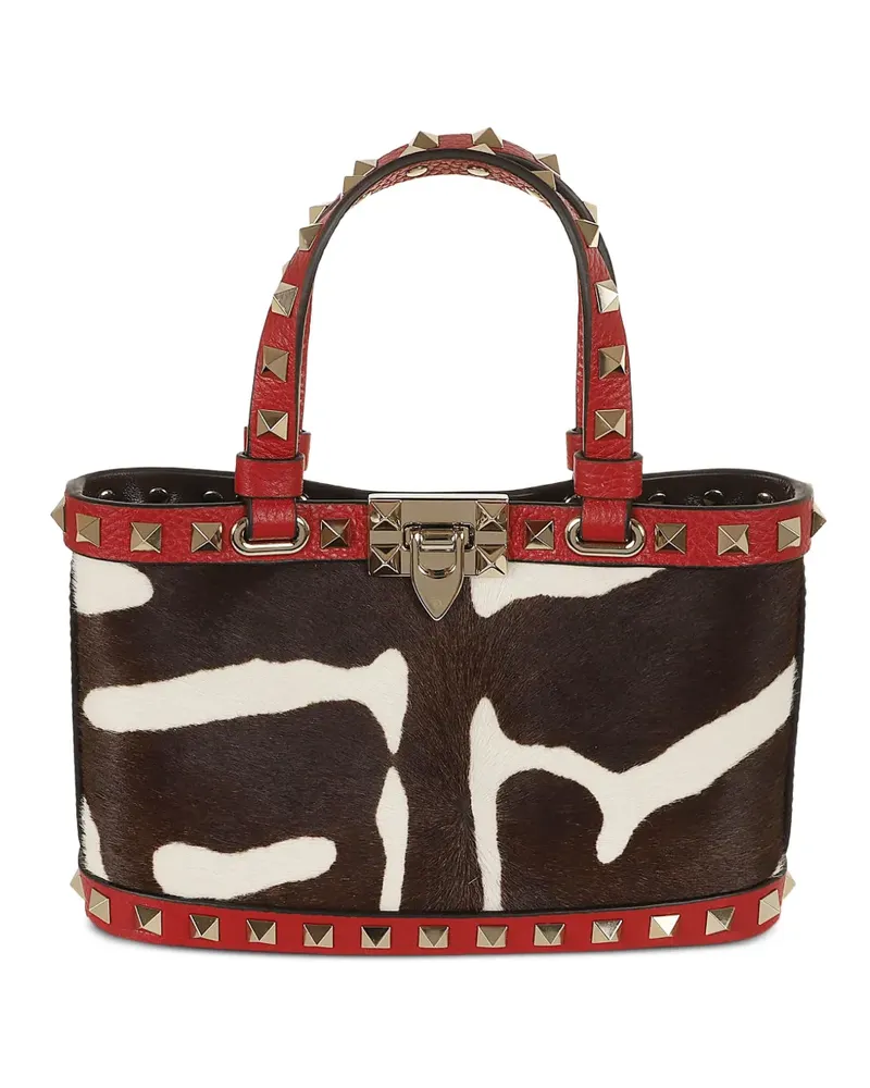 Valentino Garavani Rockstud animal-print clutch bag - Schwarz Schwarz