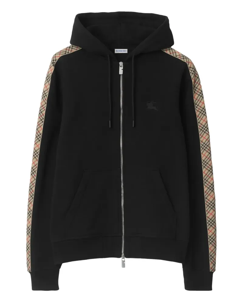 Burberry Hoodie mit kariertem Besatz - Schwarz Schwarz
