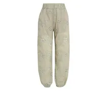 Jasmine Hose mit Ösenstickerei - Grün