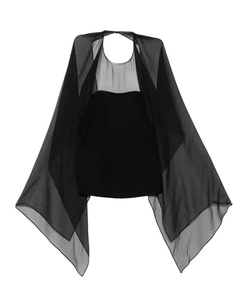 Alberta Ferretti sheer-panel cape-sleeve top - Schwarz Schwarz