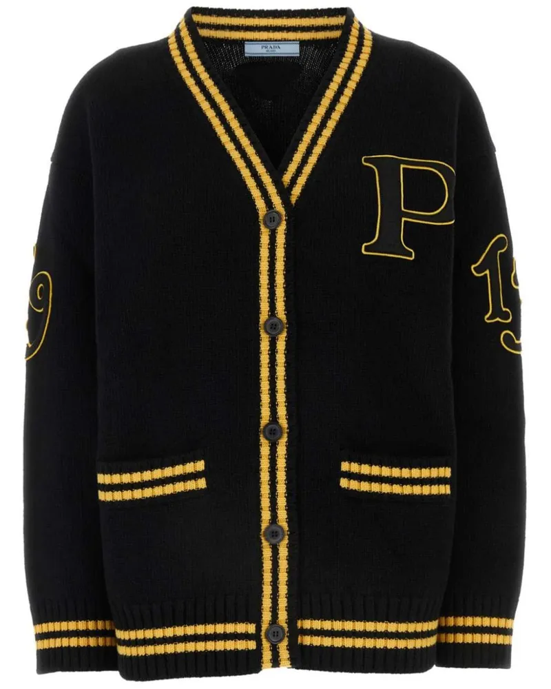 Prada Cardigan mit Logo-Applikation - Schwarz Schwarz