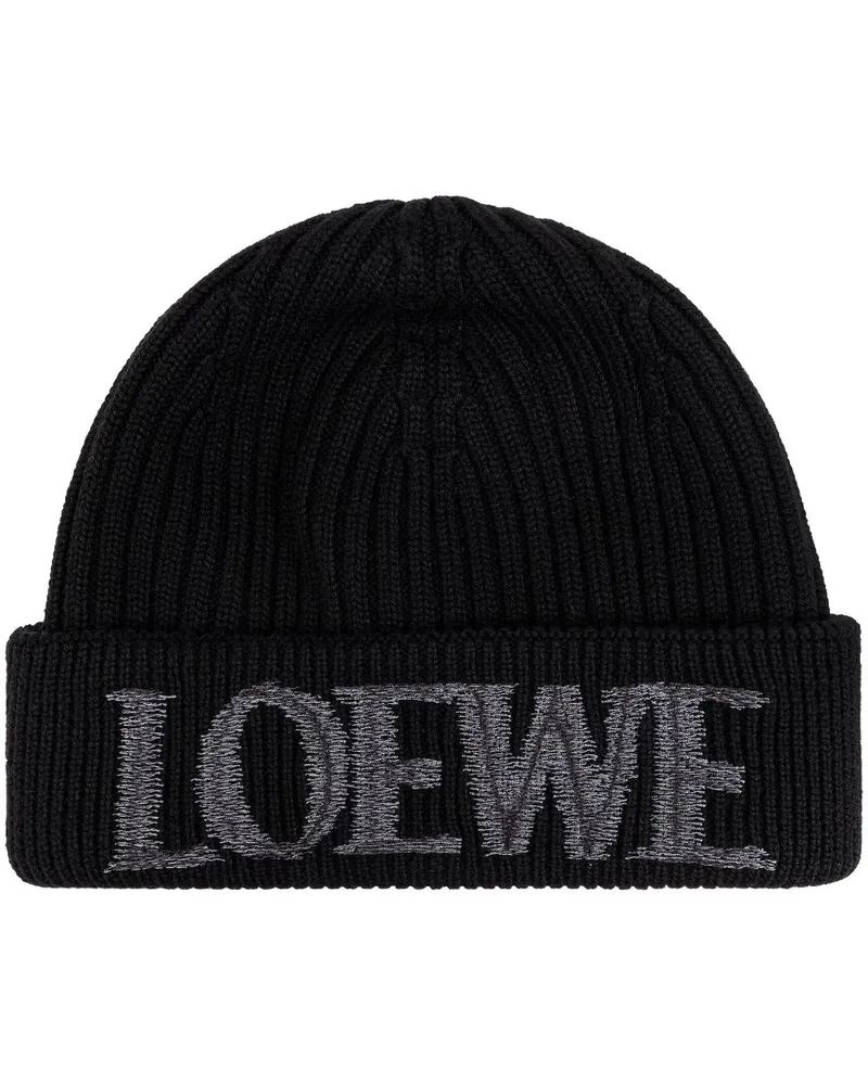 Loewe Beanie mit Logo-Stickerei - Schwarz Schwarz