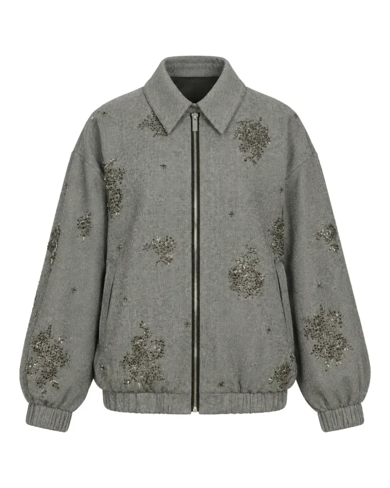 Isabelle Blanche bead-embellished herringbone jacket - Grau Grau