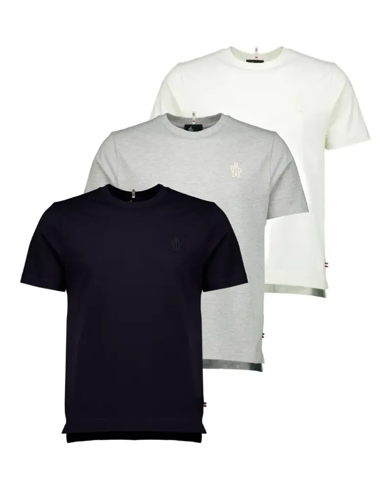 Moncler T-Shirts mit Logo-Patch (3er-Set) - Blau Blau